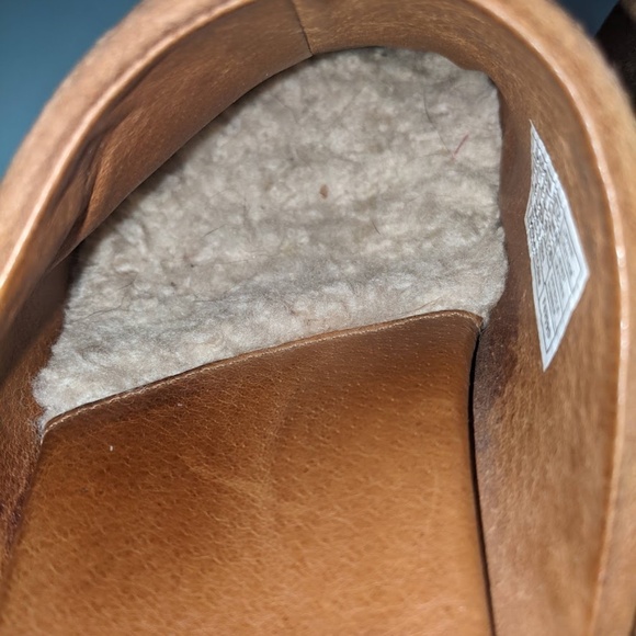 UGG Abbie Womens 6 Mule Clog Slip On 5772 Suede Leather Tan Chestnut Wood Studs - Picture 8 of 9